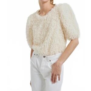 NEW 2.7 AUGUST APPAREL fuzzy feather top in cream